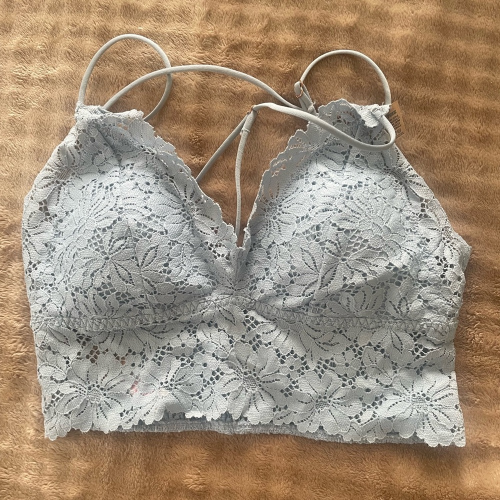 Victoria's Secret PINK Floral Lace Bralette Smocked Adjustable womens Medium NWT